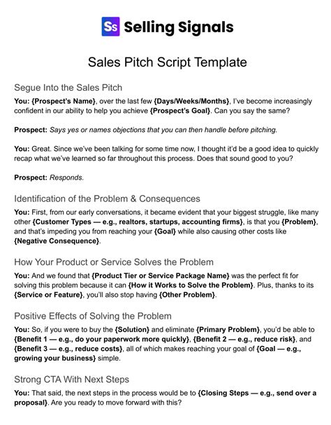 Sales Pitch Script Template