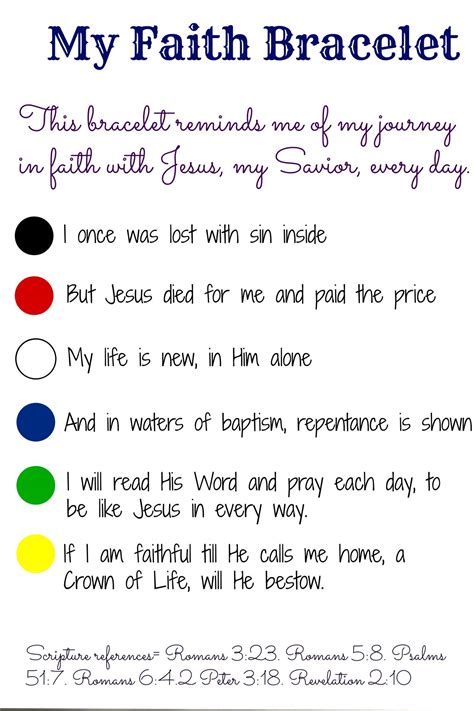 Salvation Bracelet Meaning Printable
