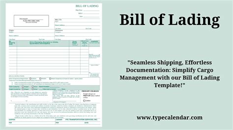 Sample Bill Of Lading Template