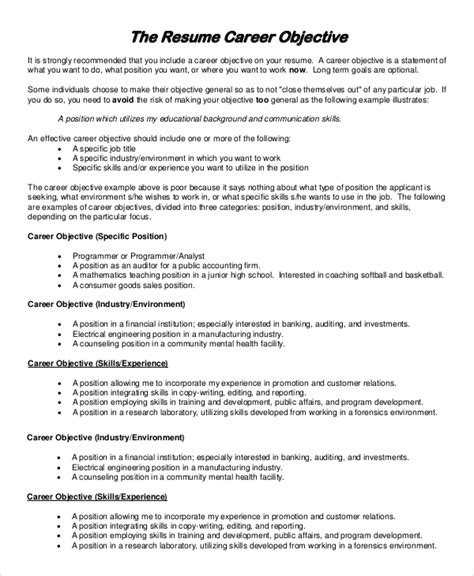 Sample Career Goals For Resume