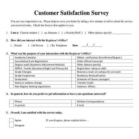 Sample Customer Service Survey Templates