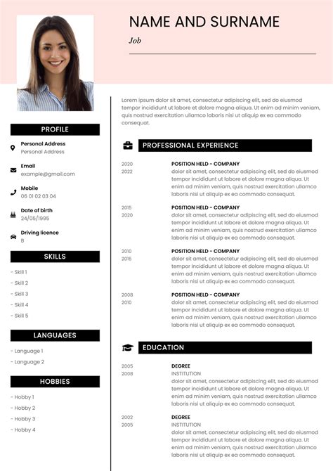 Sample Cv Template Uk