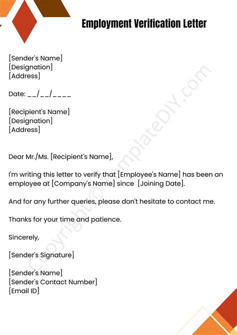 Sample Employment Verification Letter Template