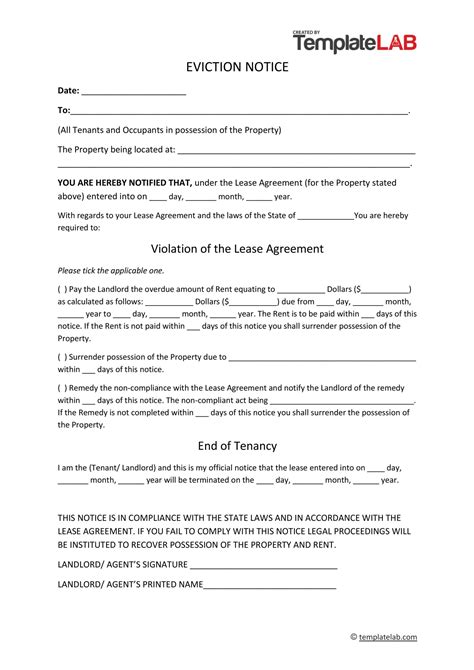 Sample Eviction Notice Template