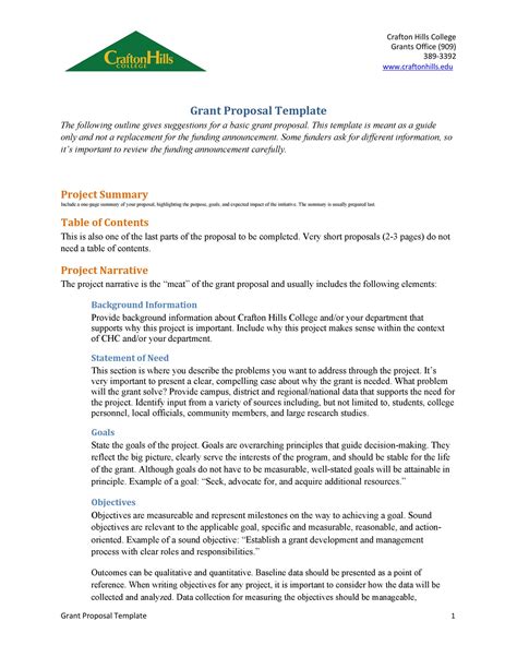 Sample Grant Proposal Template