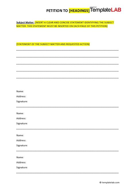 Sample Petition Template