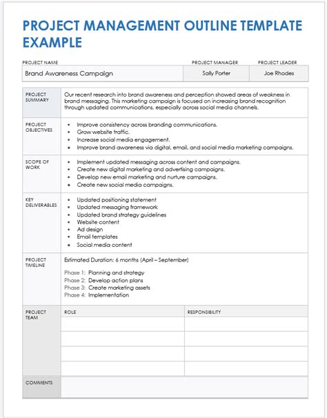 Sample Project Management Template
