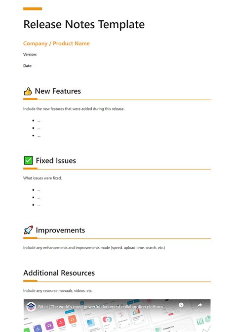 Sample Release Notes Template