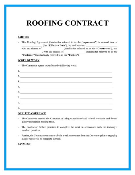 Sample Roofing Contract Template