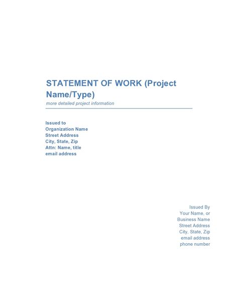 Sample Statement Of Work Template