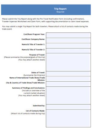Sample Trip Report Template