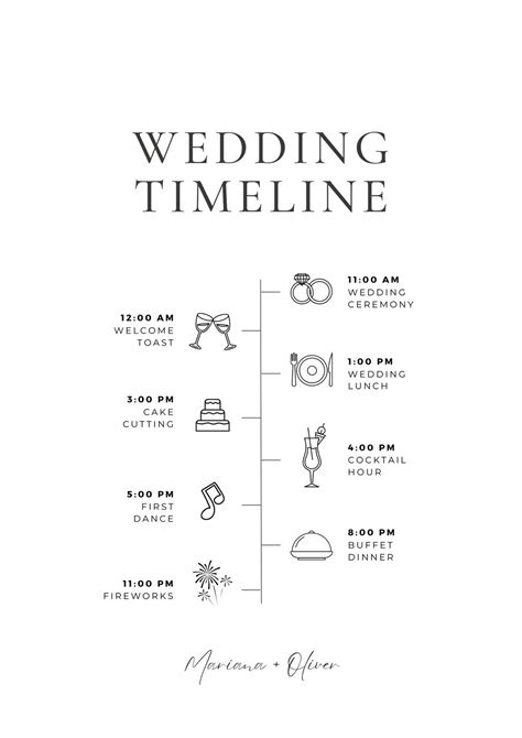 Sample Wedding Day Timeline Template