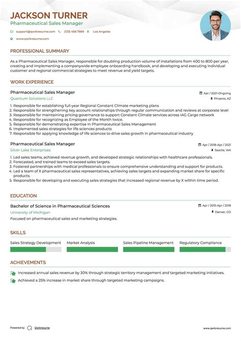 Sample Resume For Pharmaceutical Sales Manager