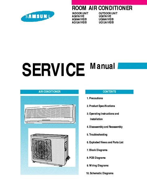 Samsung Aq07a1ve Uq07a1ve Air Conditioner Service Manual