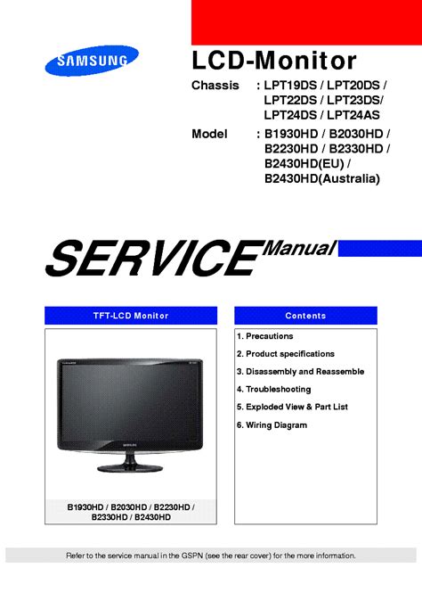 Samsung B1930hd 2230hd 2430hd Monitor Service Manual