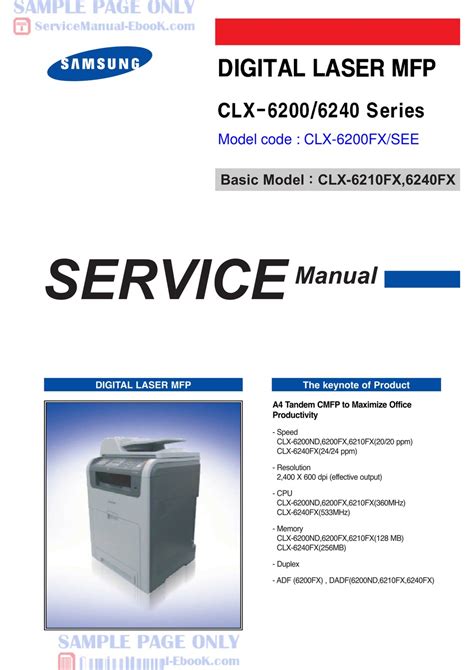 Samsung Clx 6200nd 6200fx 6210fx 6240fx Service Repair Manual Download