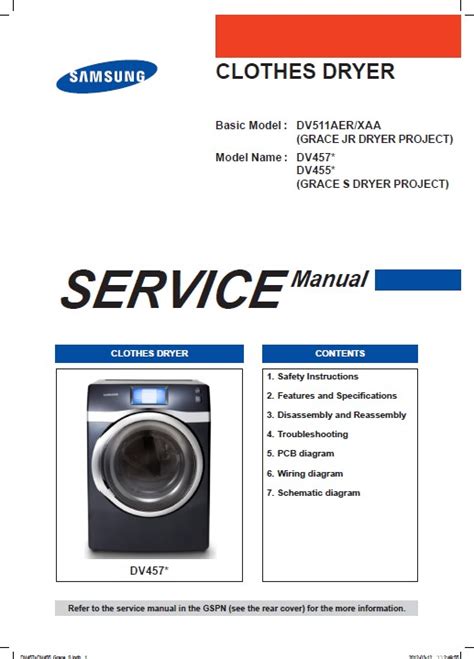 Samsung Dv457evgswr Dv457evgsgr Service Manual And Repair Guide