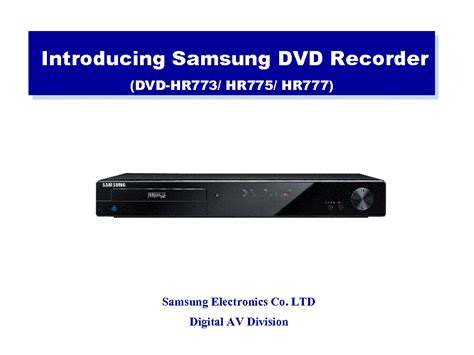 Samsung Dvd Hr773 Dvd Hdd Recorder Service Manual Download