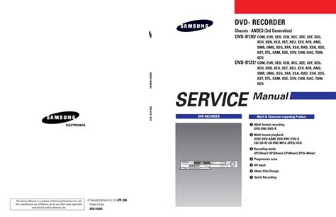 Samsung Dvd R130 Dvd Recorder Service Manual