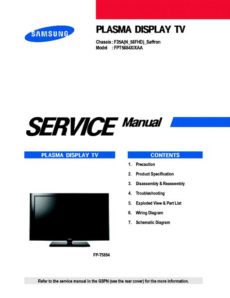 Samsung Fpt5884x Xaa Fp T5884 Service Manual Download