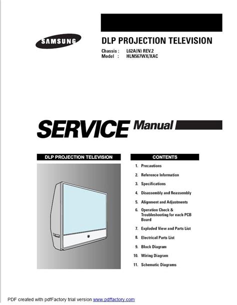 Samsung Hl61a750a1f Hl67a750a1f Dlp Tv Service Manual