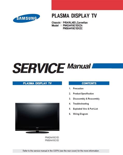 Samsung Hp R4272c Plasma Tv Service Manual Download