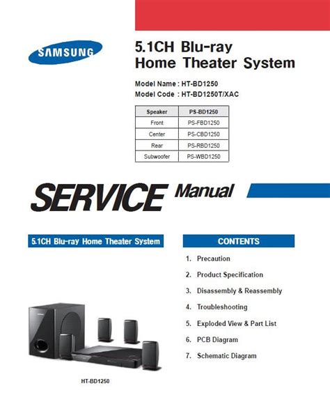 Samsung Ht Bd1250 Ht Bd1250t Service Manual Download