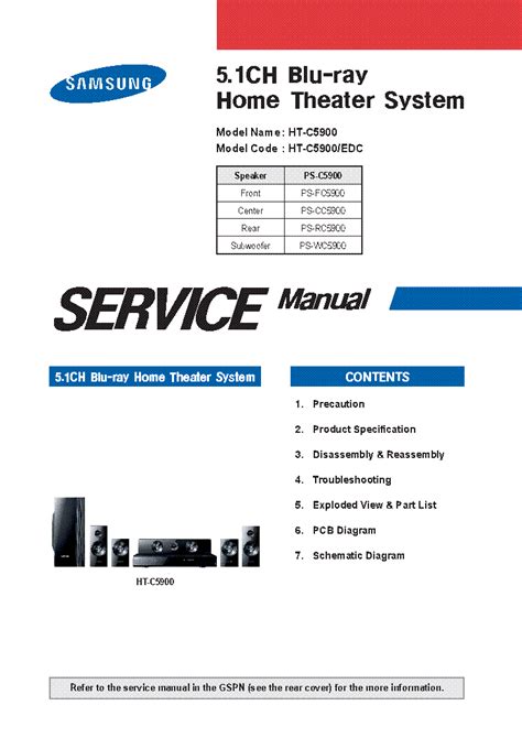 Samsung Ht C5900 Ht C5900 Xer Home Theater Service Manual