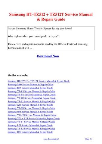 Samsung Ht Tz512 Tz512t Service Manual Repair Guide