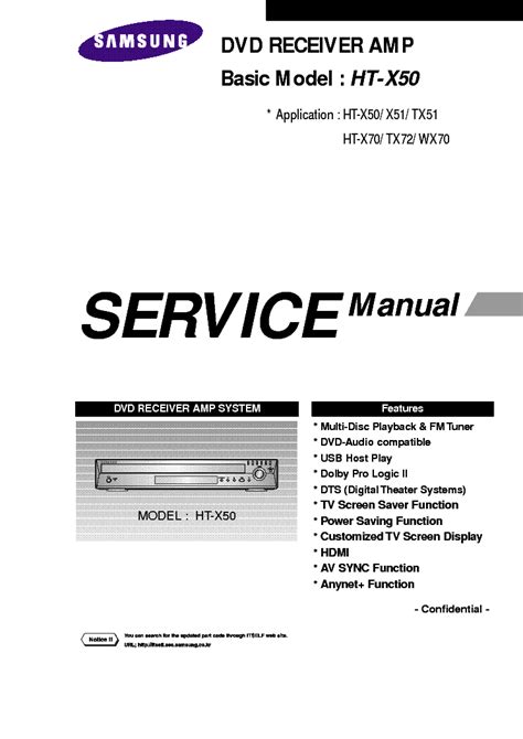 Samsung Ht X50 X51 Tx51 X70 Tx72 Wx70 Service Manual Repair Guide