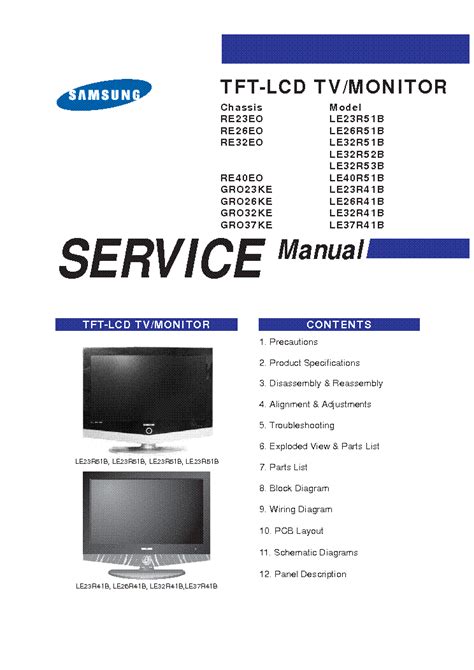 Samsung Le40r51b Tft Lcd Tv Monitor Service Manual