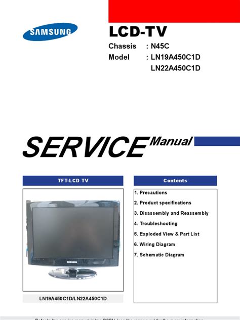 Samsung Ln19a450c1d Ln22a450c1d Service Manual