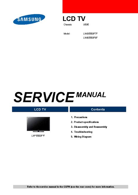 Samsung Ln46e550f6f Ln46e550 Service Manual And Repair Guide