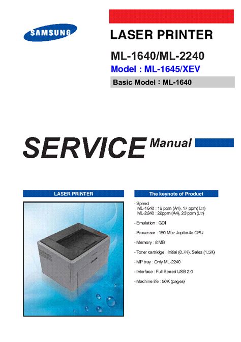 Samsung Ml 1640 2240 Service Manual Repair Guide