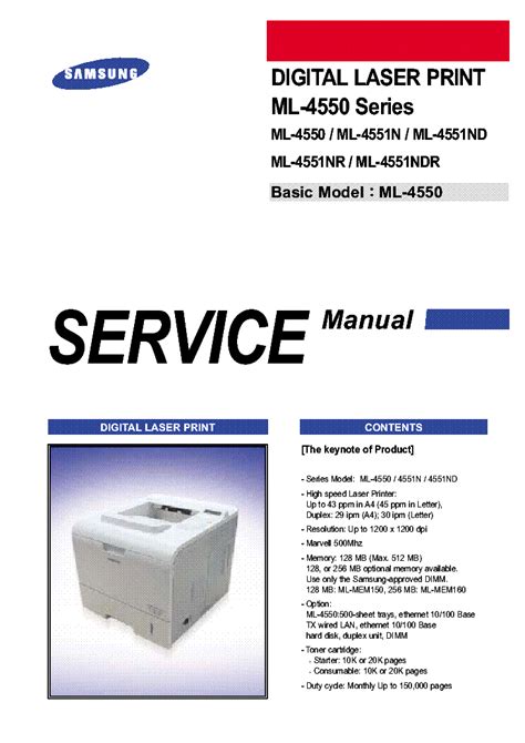 Samsung Ml 4550 4551 Series Service Manual Repair Guide