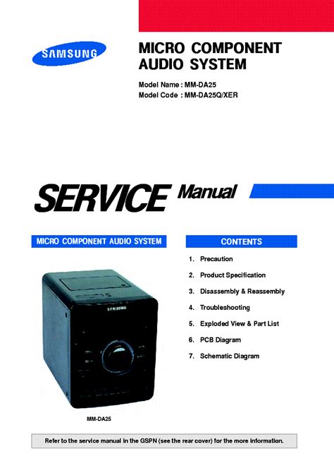 Samsung Mm Da25 Micro Component Audio System Service Manual