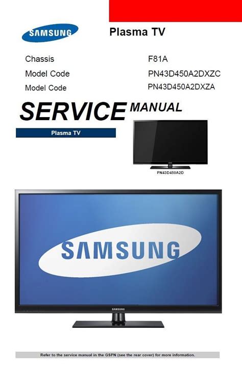 Samsung Pn43d450 Pn43d450a2d Service Manual And Repair Guide