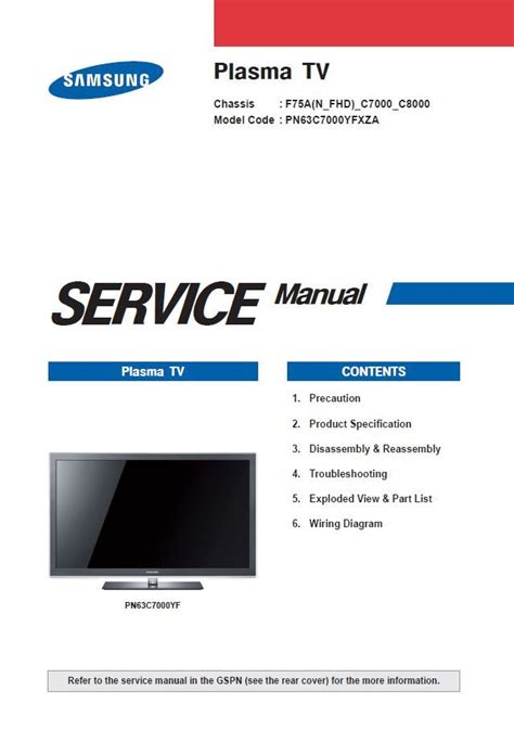 Samsung Pn63c7000 Pn63c7000yf Pn63c7000yfxza Service Manual And Repair Guide