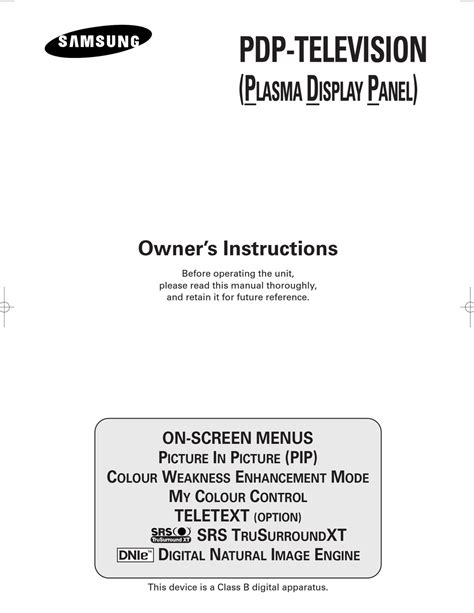 Samsung Ps 42s4s Plasma Tv Service Manual Download