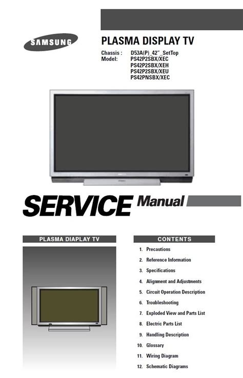 Samsung Ps 42v4s Plasma Tv Service Manual