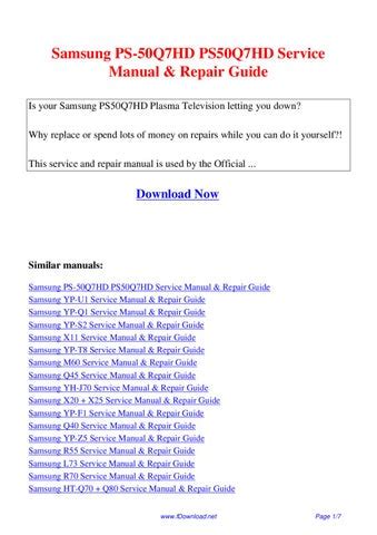 Samsung Ps 50q7hd Ps50q7hd Service Manual Repair Guide