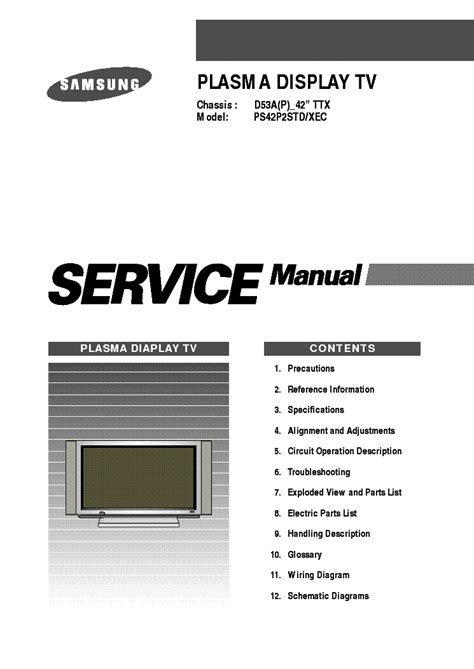 Samsung Ps42p2str Plasma Tv Service Manual