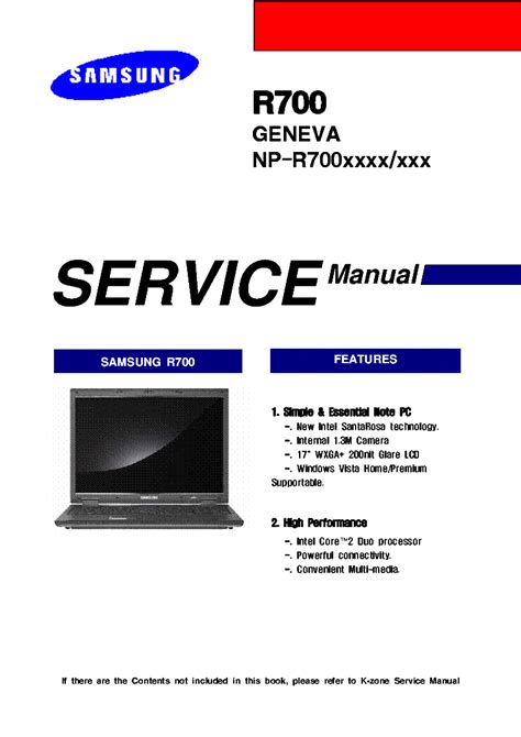 Samsung R700 Service Manual Repair Guide