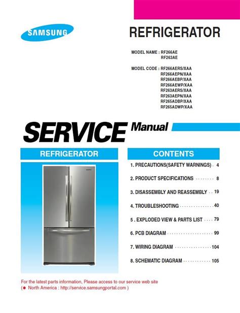 Samsung Rf195ac Rf197ac Refrigerator Service Manual
