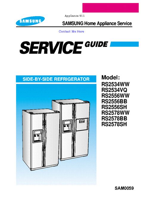 Samsung Rs2578ww Rs2578bb Rs2578sh Service Manual Repair Guide