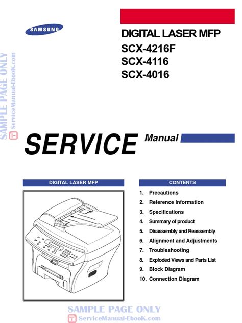 Samsung Scx 4016 Scx 4116 Scx 4216f Service Repair Manual