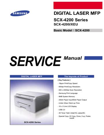 Samsung Scx 4200 Series Scx 4200 Xeu Digital Laser Multi Function Printer Service Repair Manual