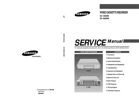 Samsung Sv 5000w Sv 7000w Vcr Service Manual Download