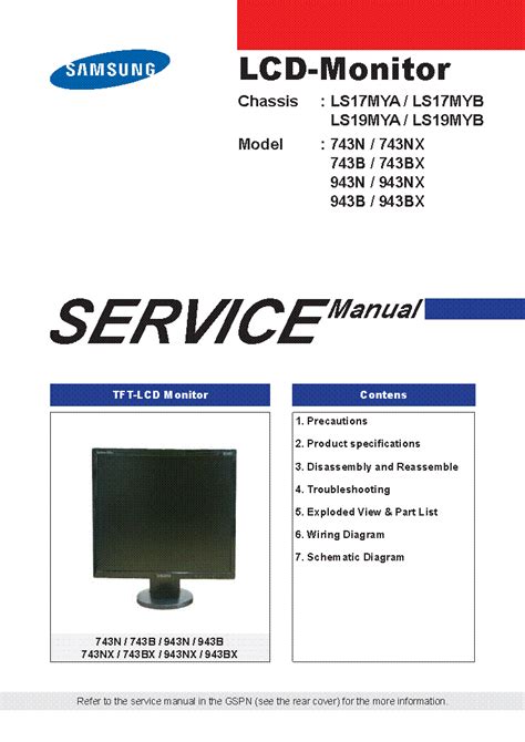 Samsung Syncmaster 743n 743b 943n 943b Service Manual Repair Guide