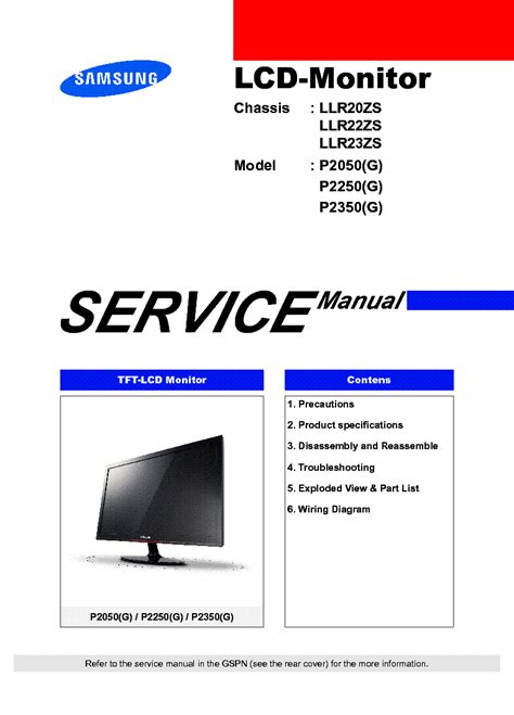 Samsung Syncmaster P2050 P2250 P2350 Service Manual Repair Guide